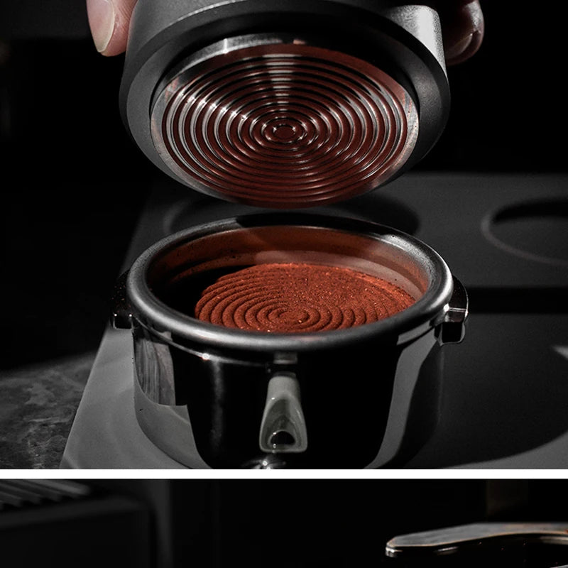 MUVNA Espresso Tamper V2, Slow Rebound Coffee Tamper with Stainless Steel Ripple Base for 51mm/53mm/58mm Portafilters