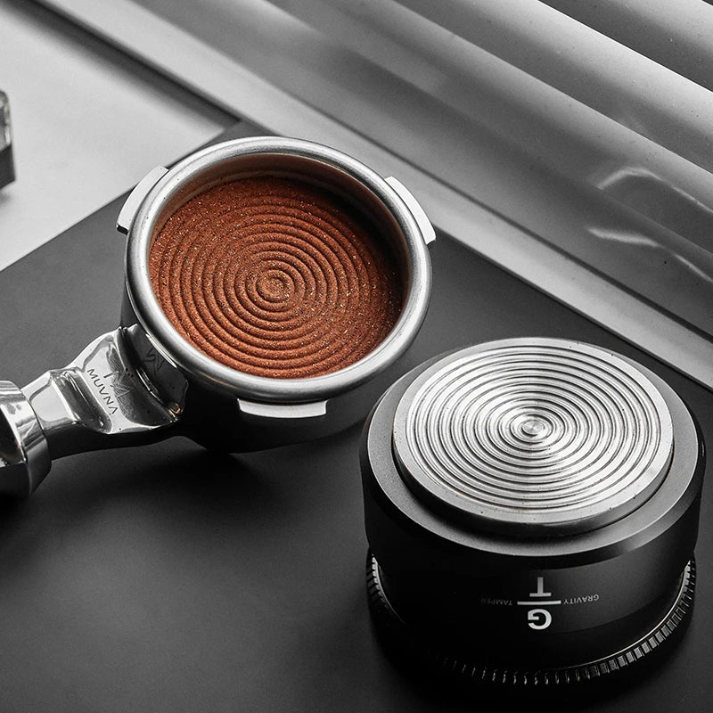 MUVNA Espresso Tamper V2, Slow Rebound Coffee Tamper with Stainless Steel Ripple Base for 51mm/53mm/58mm Portafilters