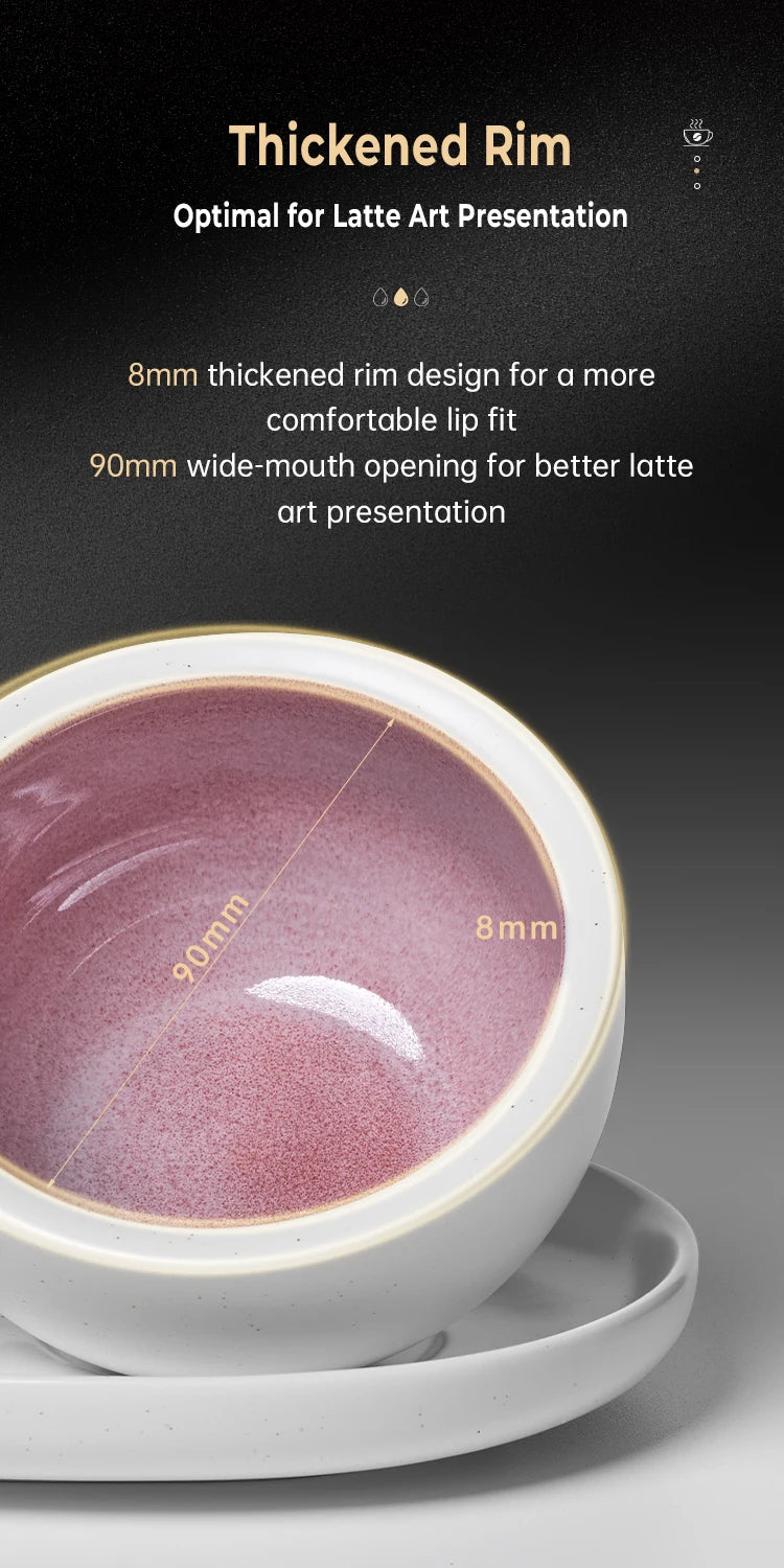 IKAPE Latte Cup with Saucer,270ml Large Capacity  Ceramic Coffee Cup, Ideal for Coffee Lovers & Baristas