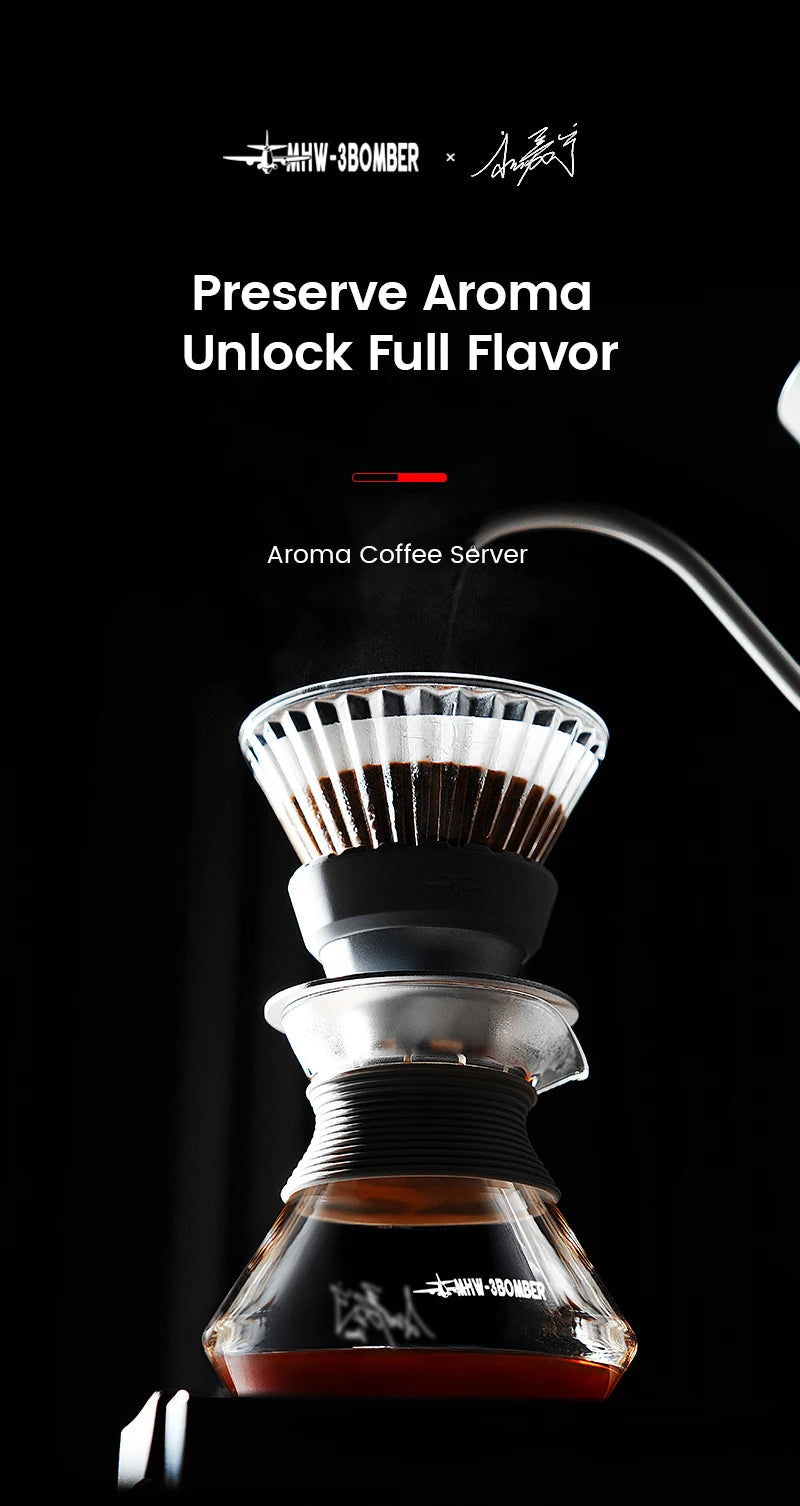 MHW-3BOMBER Aroma Coffee Server Enhanced Aroma Glass Carafe Pour Over Drip Coffee Pot Barista Home Brewing Accessories