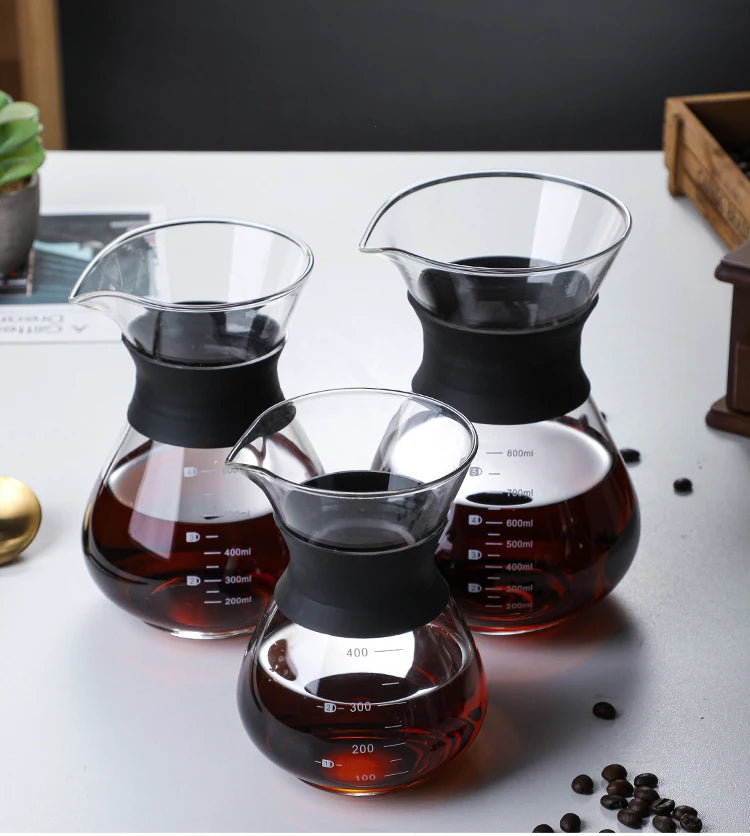 Glass Pour Over Coffee Maker Set with Sharing Carafe, Household Drip Coffee Brewer Kit for Home Brewing