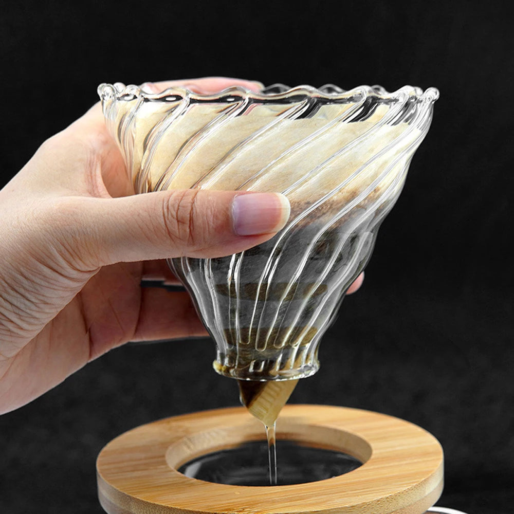 600ml Hand Brew Coffee Carafe Clouds Shape Clear Glass Kettle Sharing Pot with Lids Espresso Coffee Maker Accessories