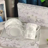 2Set European Ceramics Coffee Cups Milk Mug Plates Espresso Cup Household Afternoon Teacup Suit Holiday Giftate Gift Box
