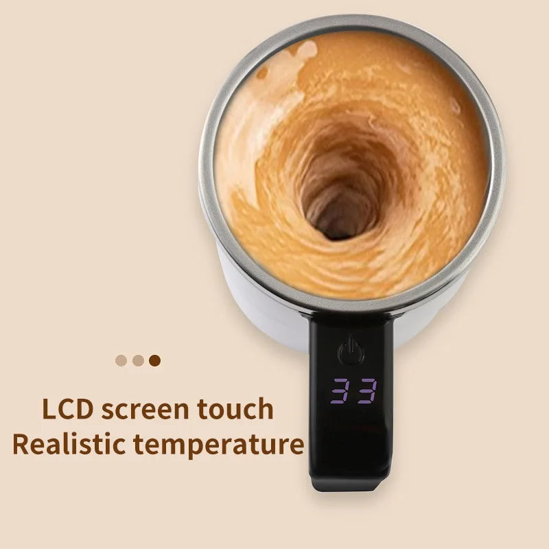 Electric Coffee Mug with LED Temperature Display - One-Touch Operation, Suitable for Mixing Coffee, Milk, Tea, Blended Drinks