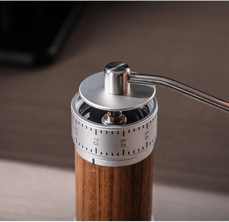 Bincoo Manual Coffee Grinder 38mm CNC 420 6-Star Steel Burr 9-Grade External Adjustment Aluminum Body for Precise Hand Grinding