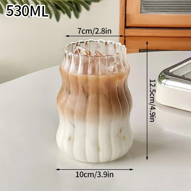 500ml Bubble Tea Glass Cups Coffee Measuring Cup Heat-resistant Tumbler Drinkware Transparent Milk Juice Pitcher Coffee Mug
