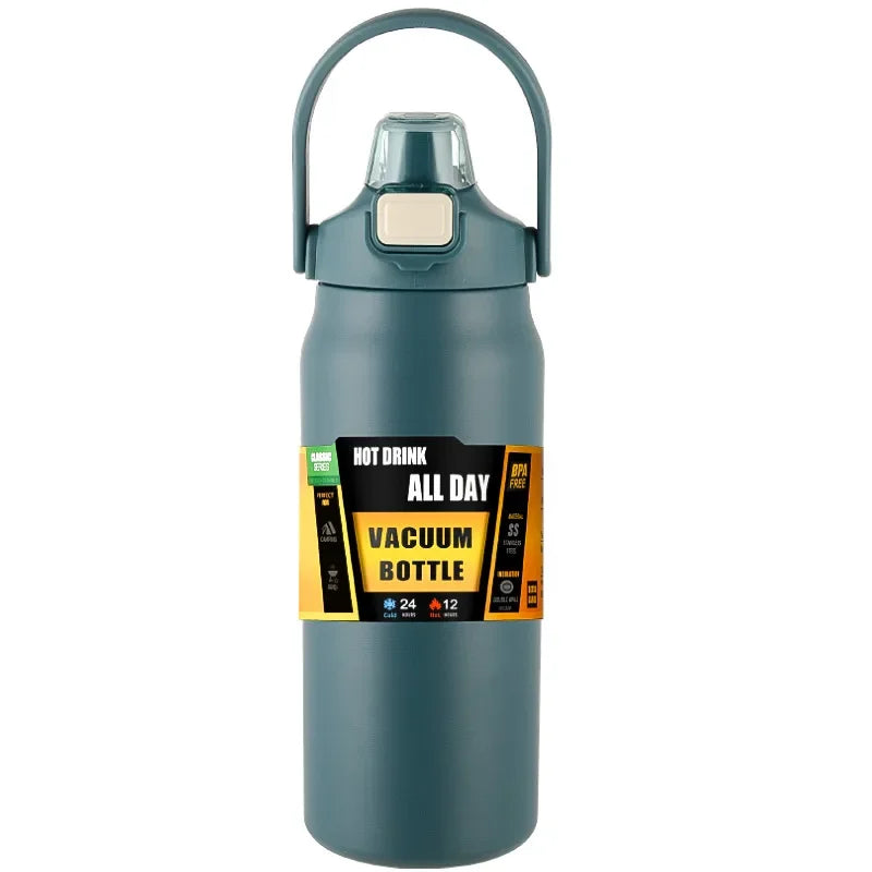 Portable Thermos with Straw Cold and Hot Thermal Mug Tumbler Coffee Cup Sports Vacuum Flasks 304 Stainless Steel Water Bottle