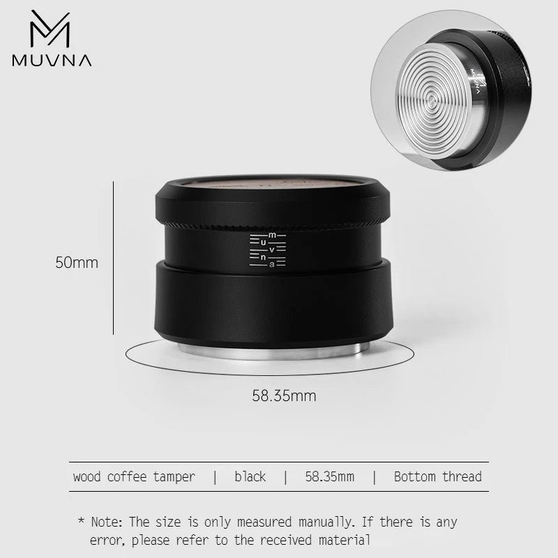 MUVNA Espresso Tamper V2, Slow Rebound Coffee Tamper with Stainless Steel Ripple Base for 51mm/53mm/58mm Portafilters