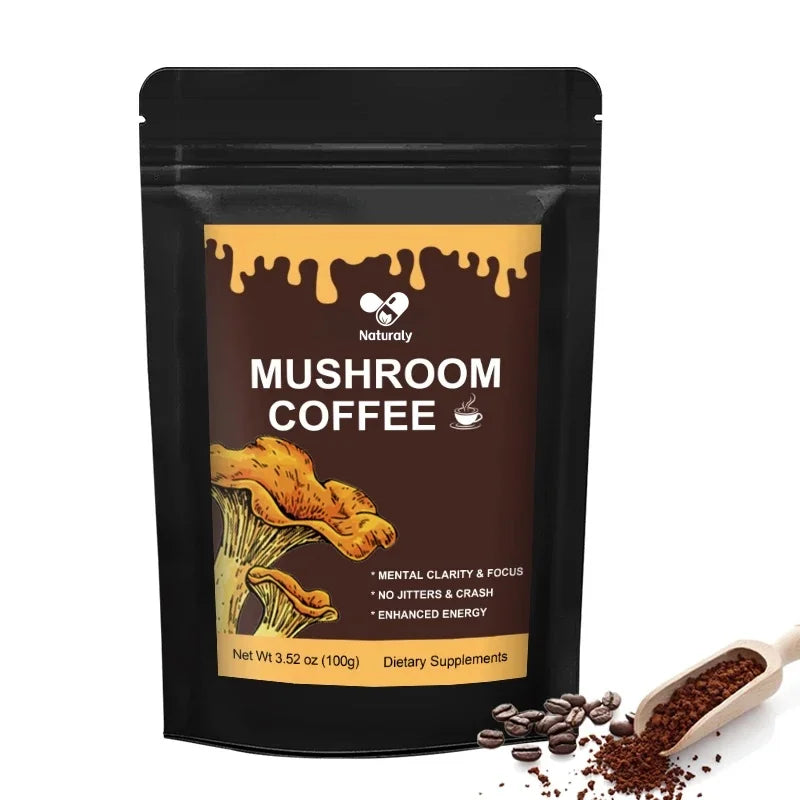 Natural Mushroom Coffee with 6 Adaptogenic Mushrooms for Better Energy, Focus, Digestion, Immunity with Lions Mane & Turkey Tail