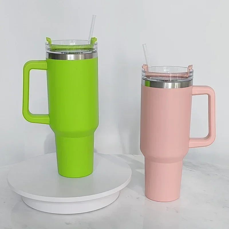 40oz Mug Tumbler With Handle Insulated Stainless Steel Coffee Tumbler With Lids Straw Tumbler Termoses for Travel Vacuum Flasks