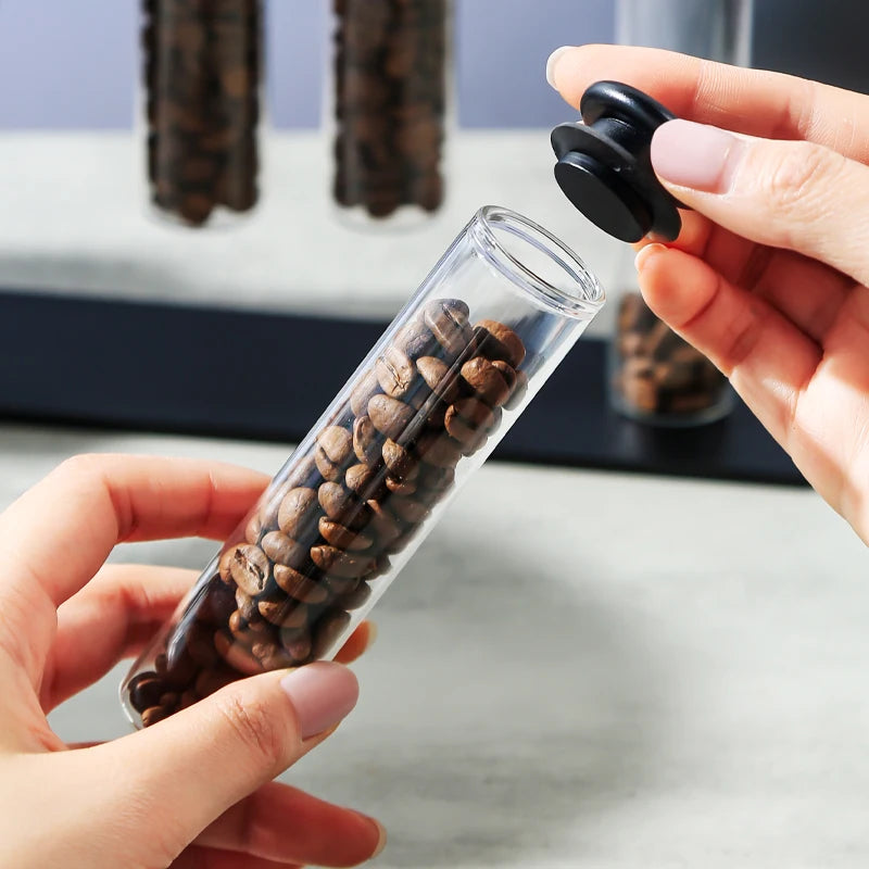 Convenient Magnetic Coffee Bean Storage Glass Tubes Storage Container Display Rack Espresso Accessories