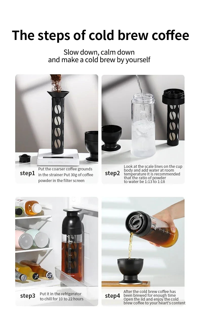 Bincoo Professional Cold Brew Coffee Maker, Safe Tritan Construction, Fine Mesh Filter, Temperature Resistant Portable Brewer