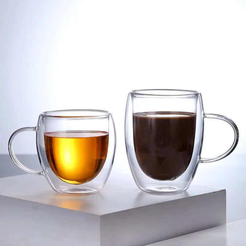 Double Wall High Borosilicate Glass Mug Heat Resistant Tea Milk Lemon Juice Coffee Water Cup Bar Drinkware Lover Gift Creativity