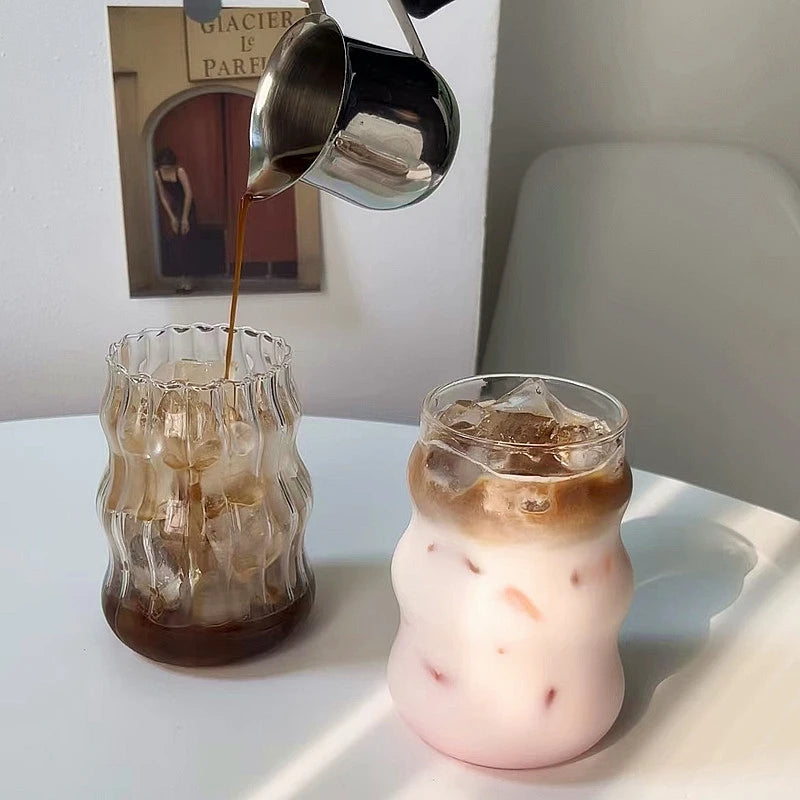 500ml Bubble Tea Glass Cups Coffee Measuring Cup Heat-resistant Tumbler Drinkware Transparent Milk Juice Pitcher Coffee Mug