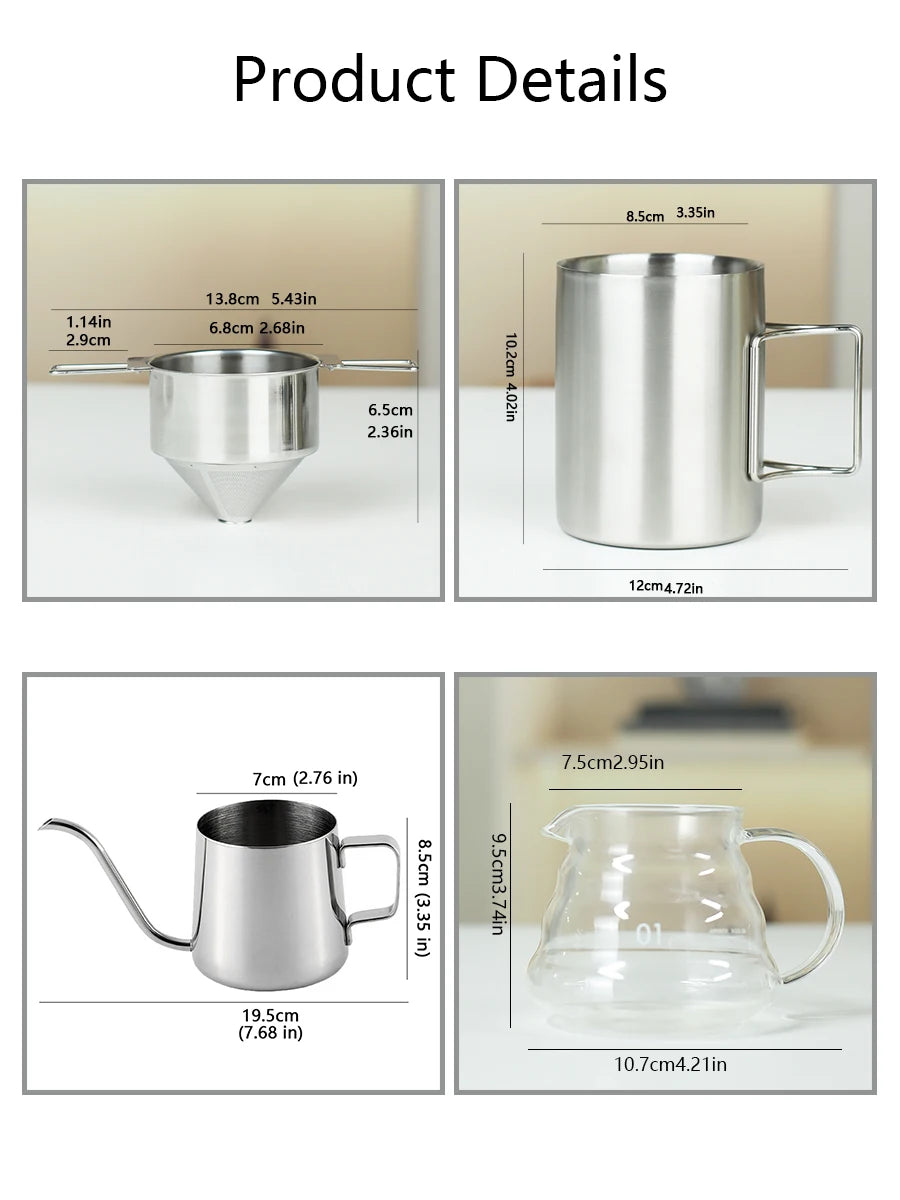Stainless steel folding ear filter cup, no filter paper, easy to carry and clean funnel, outdoor camping coffee utensils