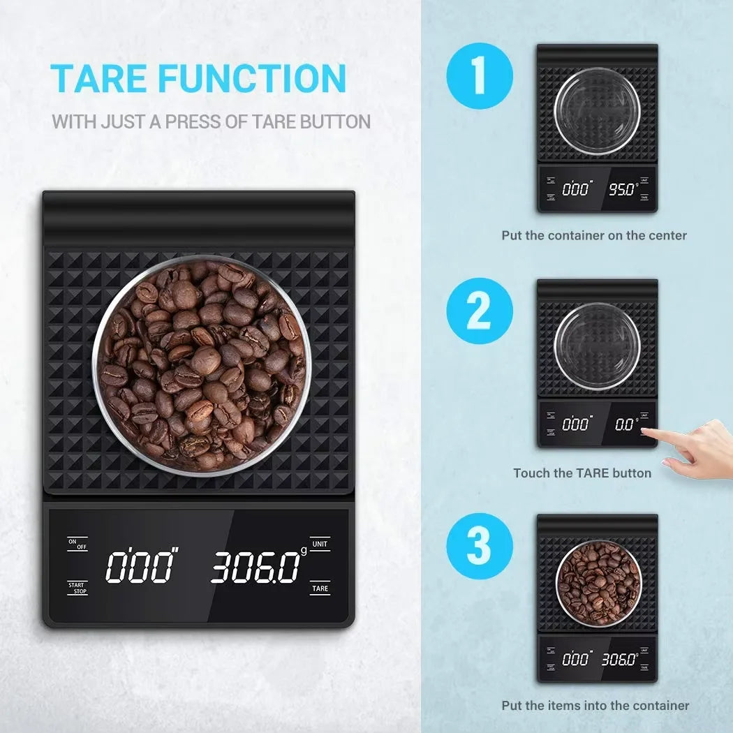 3kg/0.1g Digital Kitchen Weight Grams Electronic Balance High Precision Coffee Scale Portable With Timer Food Espresso Tools
