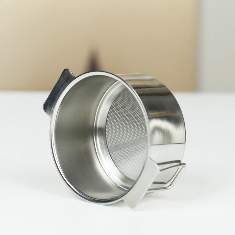 Stainless steel folding ear filter cup, no filter paper, easy to carry and clean funnel, outdoor camping coffee utensils