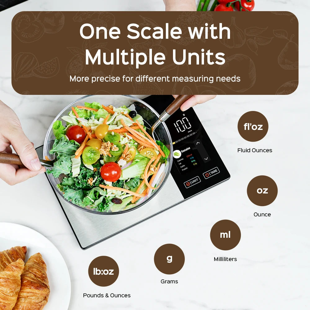 Smart Food Scale for Weight Loss Keto & Fitness Nutritional Calculator Scale Sync with Phone for Protein Fats Calorie Count