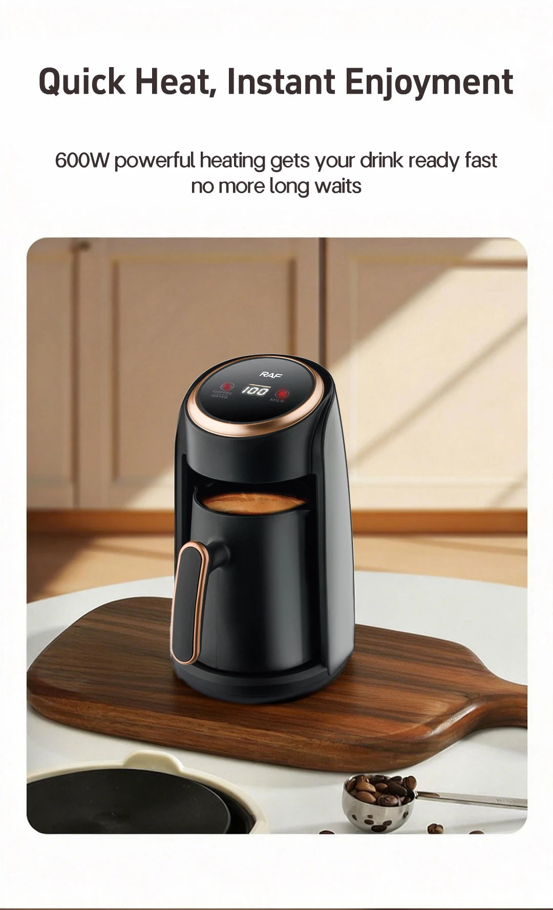Automatic Turkish Coffee Machine, Cordless, Electric Pot, Portable, Travel, 600W, 220V