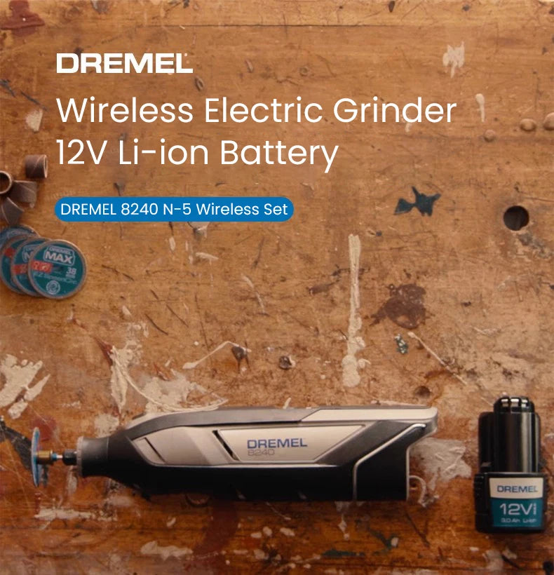 Dremel Cordless Electric Grinder 8240 N-5 12V Lithium-Ion Battery Variable Speed Rotary Tool for Polishing Grinding Cutting Sand