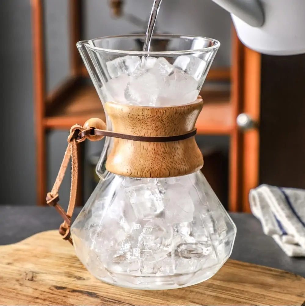 Glass Coffee Pot with Stainless Steel Filter Drip Brewing Hot Brewer Hand Brewed Coffee Pot with Filter Pour Over Coffee Maker