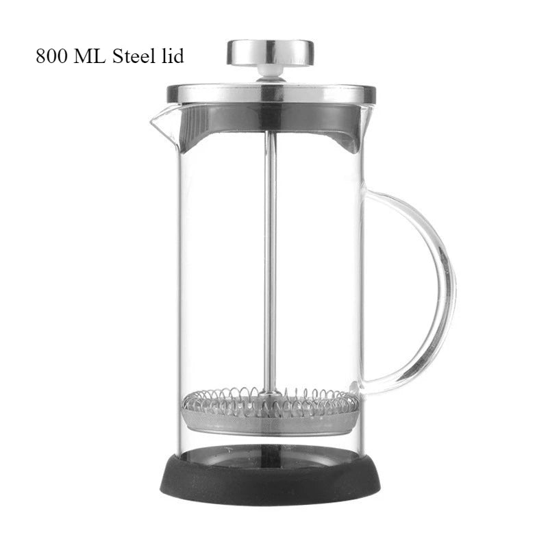 French Press Coffee Maker 28 Oz,Thickened Glass Stainless Steel Brewer,Cold Brew Cafetera Tea Pot for Kitchen Travel Camping