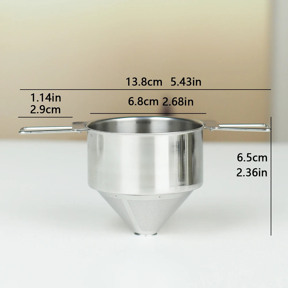 Stainless steel folding ear filter cup, no filter paper, easy to carry and clean funnel, outdoor camping coffee utensils