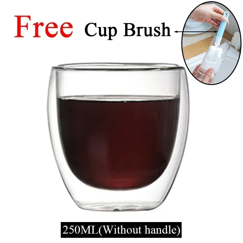 Double Wall High Borosilicate Glass Mug Heat Resistant Tea Milk Lemon Juice Coffee Water Cup Bar Drinkware Lover Gift Creativity