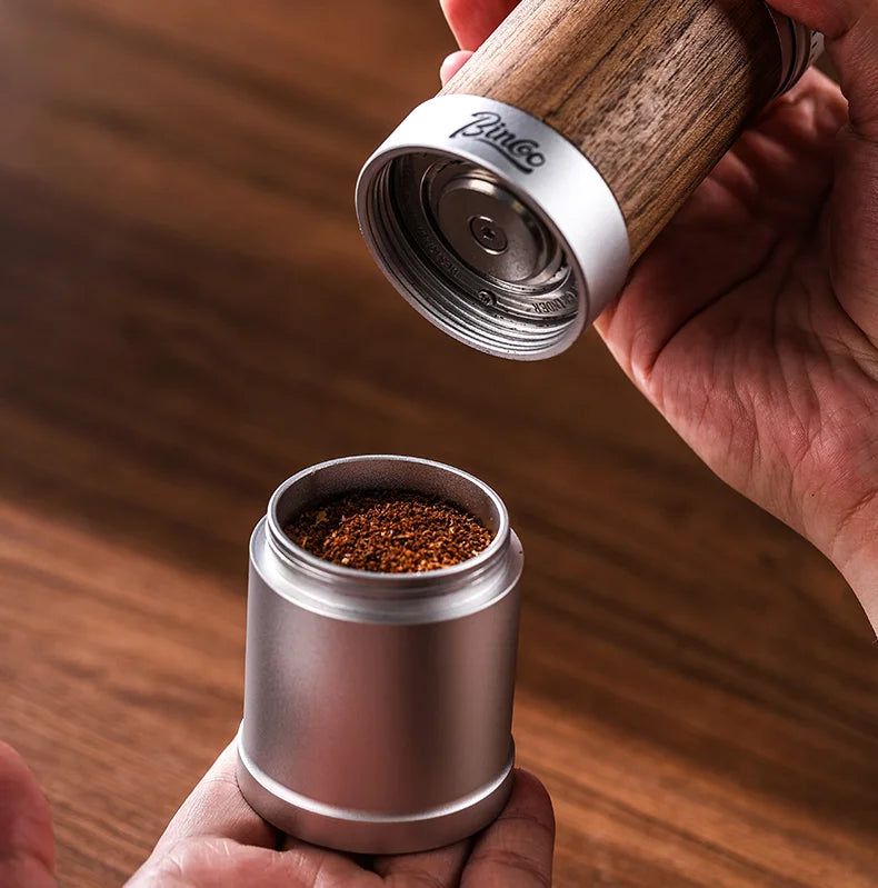 Bincoo Manual Coffee Grinder 38mm CNC 420 6-Star Steel Burr 9-Grade External Adjustment Aluminum Body for Precise Hand Grinding