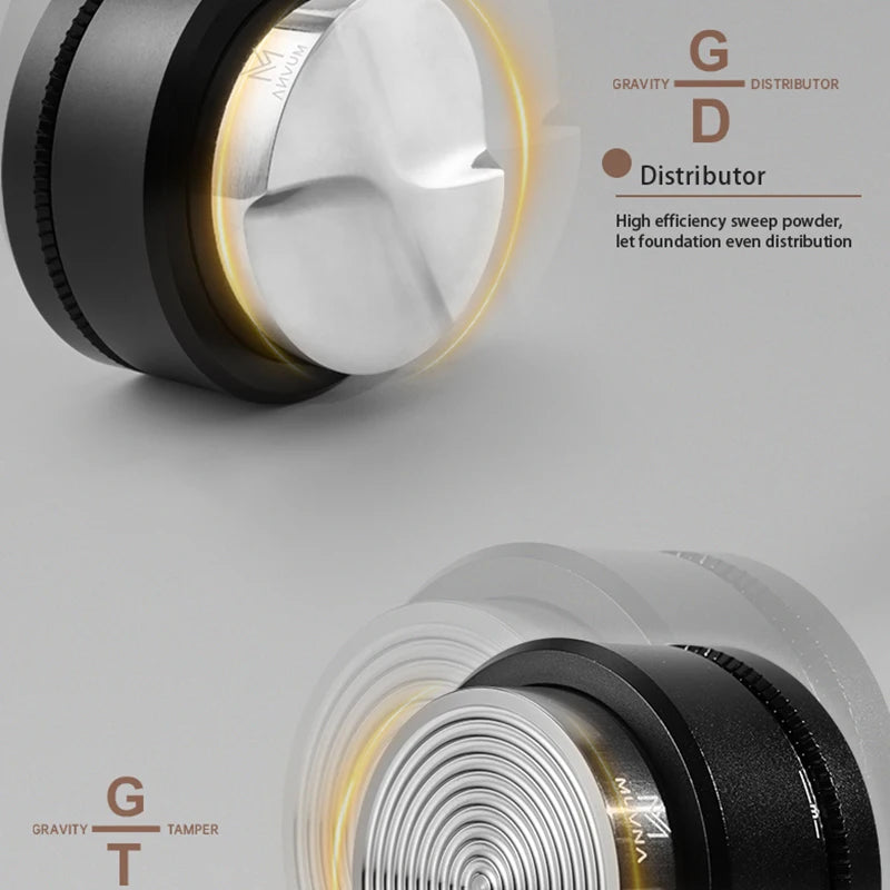 MUVNA Espresso Tamper V2, Slow Rebound Coffee Tamper with Stainless Steel Ripple Base for 51mm/53mm/58mm Portafilters