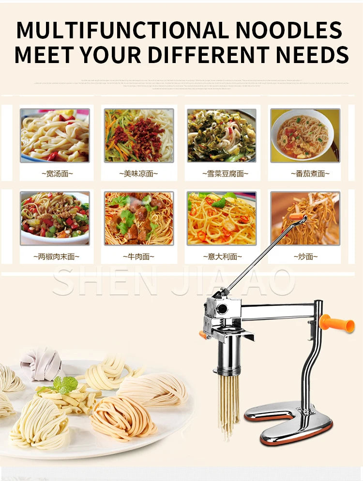 Household Manual Stainless Steel Noodle Pressing Machine Portable Two-axis Noodle Making Machine 10 Kinds of Pasta Making
