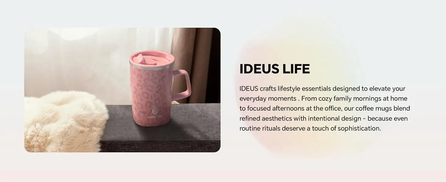 Ideus insulated coffee cup, stainless steel 450ml, with lid, double-layer vacuum insulated, suitable for home and office use