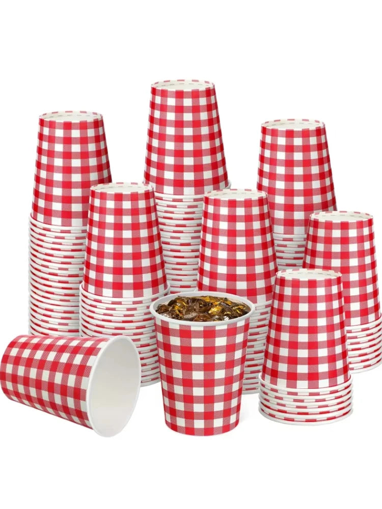 45pcs 8oz  Double-Walled Insulated Corrugated Cardboard Coffee Cups Thickened Disposable Striped Portable Paper Cups With Lids