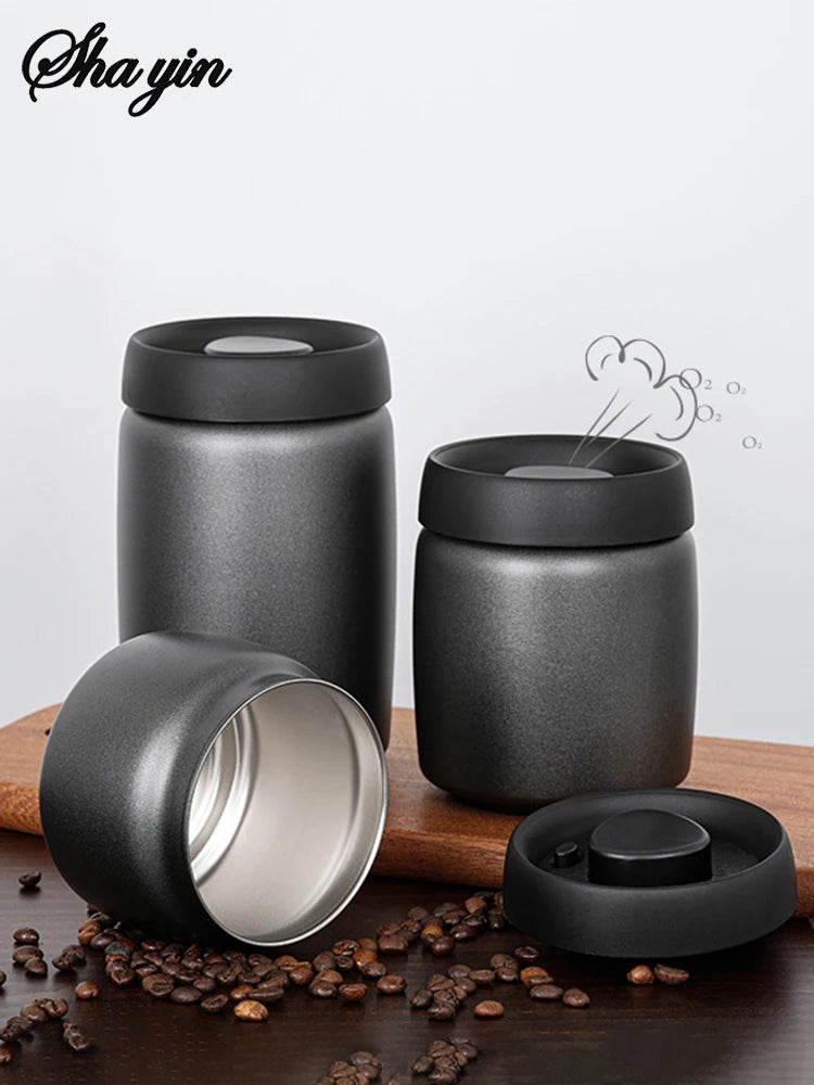 Coffee Beans Vacuum Sealed Jug 304 Stainless Steel Food Keep Fresh Storage Container Kitchen 1200ml Coffee Vacuum Canister