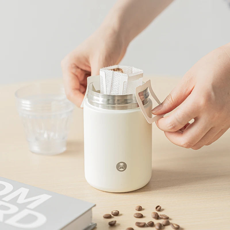 TIMEMORE Hand-Pour Coffee Cup 2-in-1 Ceramic water cup steel Portable Keeps Warm And Cold Send 10 coffee filter papers 320ml