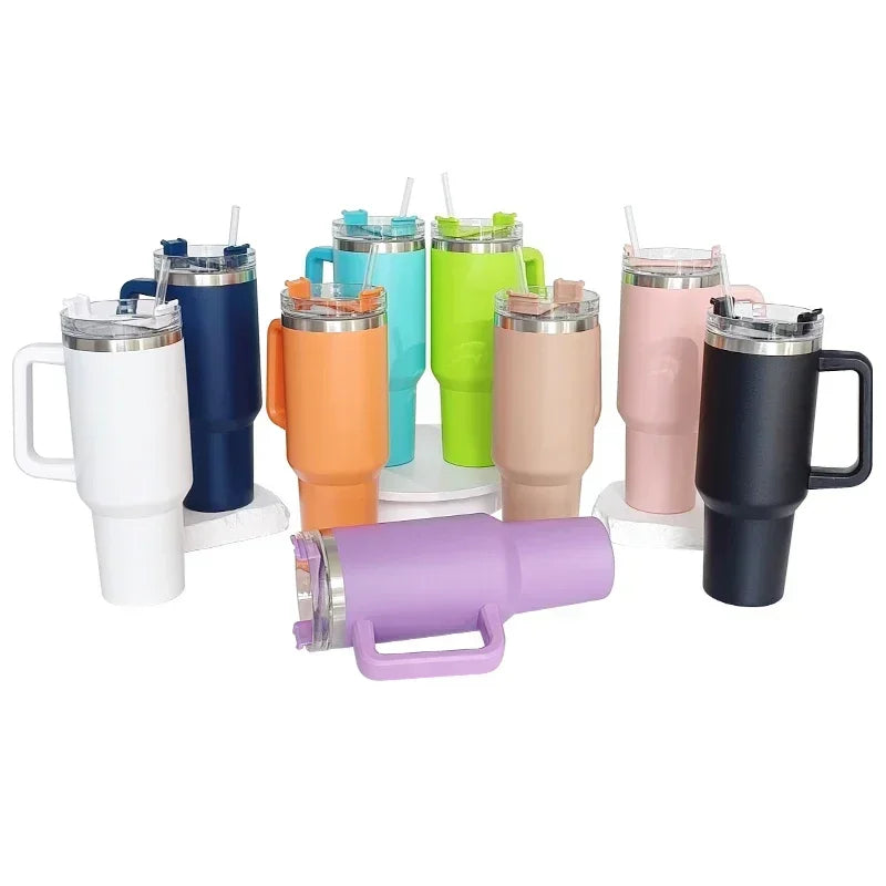 40oz Mug Tumbler With Handle Insulated Stainless Steel Coffee Tumbler With Lids Straw Tumbler Termoses for Travel Vacuum Flasks