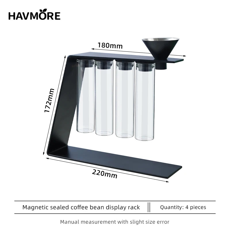 Convenient Magnetic Coffee Bean Storage Glass Tubes Storage Container Display Rack Espresso Accessories