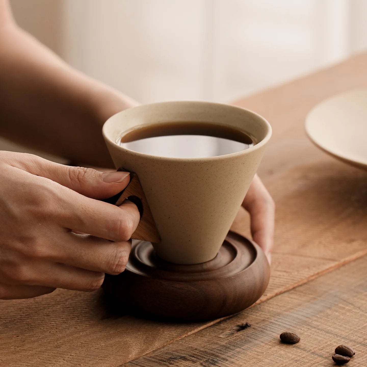 Triangular Cone Shape Vintage Pottery Tea Coffee Cup Pull Japanese Ceramic Mug Stoneware Rough Latte Espresso Cup 180ml