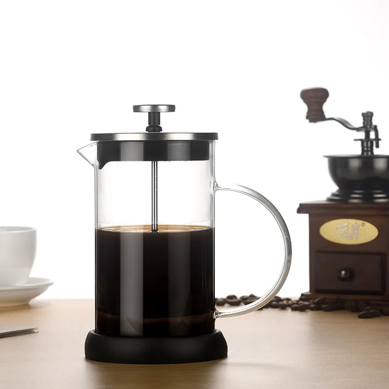 French Press Coffee Maker 28 Oz,Thickened Glass Stainless Steel Brewer,Cold Brew Cafetera Tea Pot for Kitchen Travel Camping