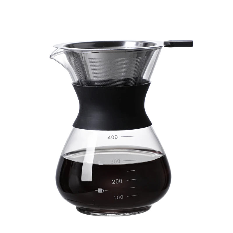 Glass Pour Over Coffee Maker Set with Sharing Carafe, Household Drip Coffee Brewer Kit for Home Brewing