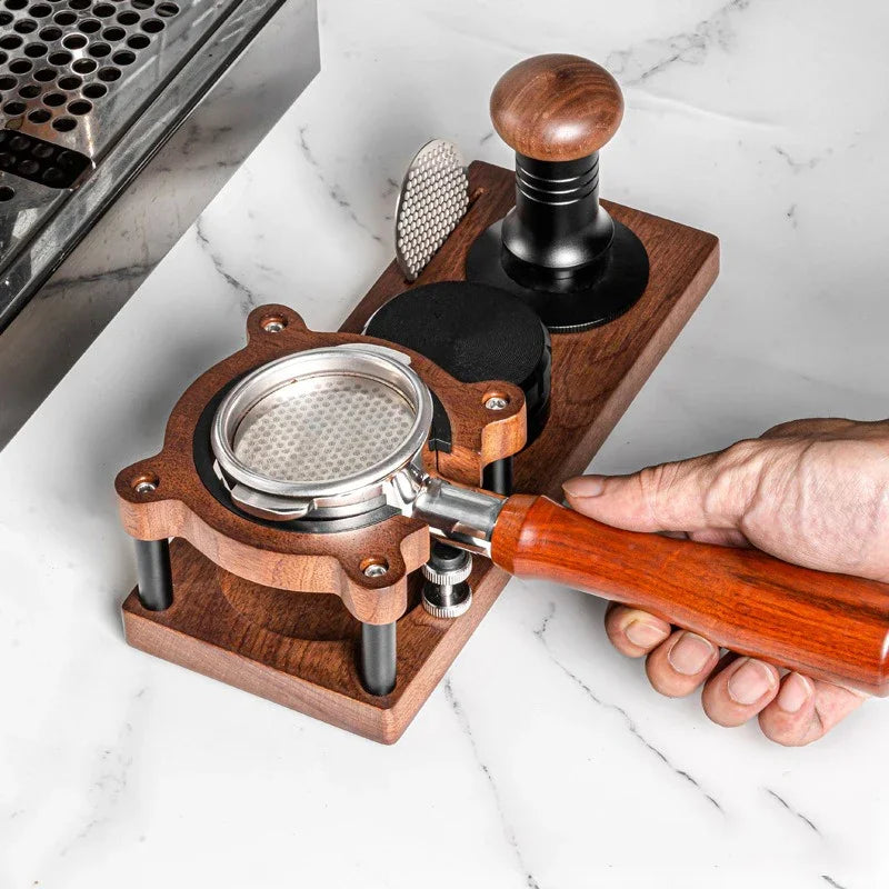 51/53/54/58mm Wood Coffee Tamper Mat Station Stand Portafilter Holder Filter Screen Holder Espresso Tamping Storage Rack Barista