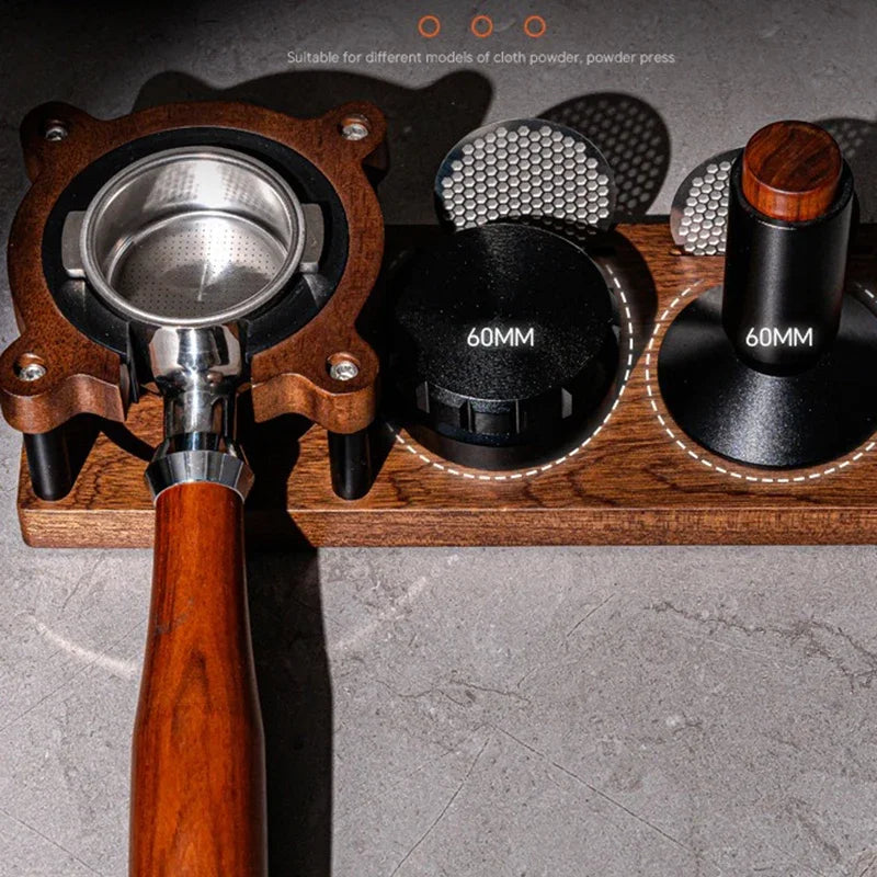 51/53/54/58mm Wood Coffee Tamper Mat Station Stand Portafilter Holder Filter Screen Holder Espresso Tamping Storage Rack Barista