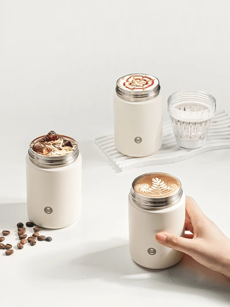 TIMEMORE Hand-Pour Coffee Cup 2-in-1 Ceramic water cup steel Portable Keeps Warm And Cold Send 10 coffee filter papers 320ml