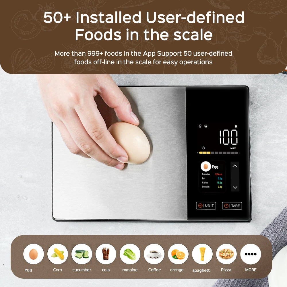 Smart Food Scale for Weight Loss Keto & Fitness Nutritional Calculator Scale Sync with Phone for Protein Fats Calorie Count