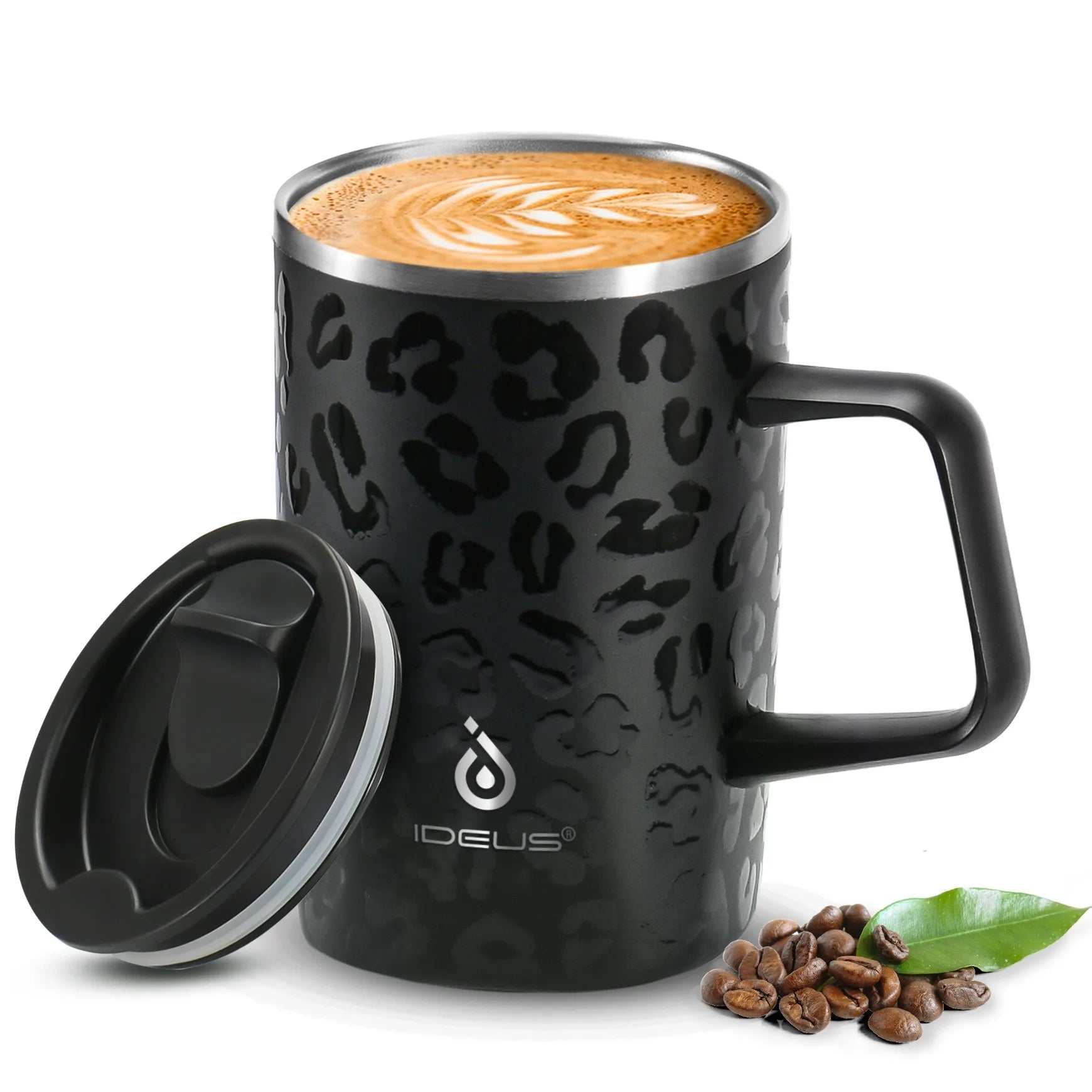 Ideus insulated coffee cup, stainless steel 450ml, with lid, double-layer vacuum insulated, suitable for home and office use