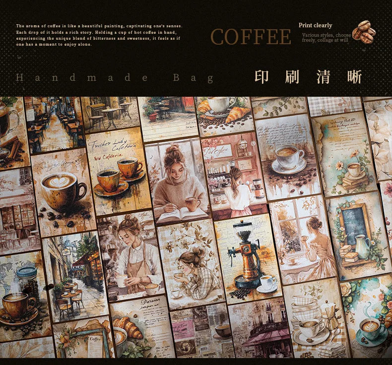 1pack/2pack Vintage Journal 45 Sheets/pack Coffee Journal Material Pack Large Quantity Pack Series Coffee Themed