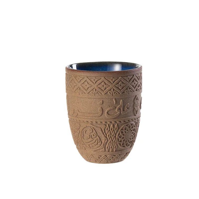 Middle Eastern-style Yam Coffee Cup Arabic Lettering Relief Tea Cup Simple Retro Coarse Clay Water Cup