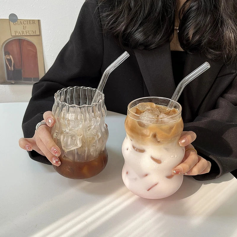 500ml Bubble Tea Glass Cups Coffee Measuring Cup Heat-resistant Tumbler Drinkware Transparent Milk Juice Pitcher Coffee Mug