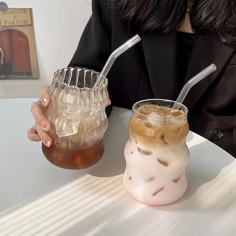 500ml Bubble Tea Glass Cups Coffee Measuring Cup Heat-resistant Tumbler Drinkware Transparent Milk Juice Pitcher Coffee Mug