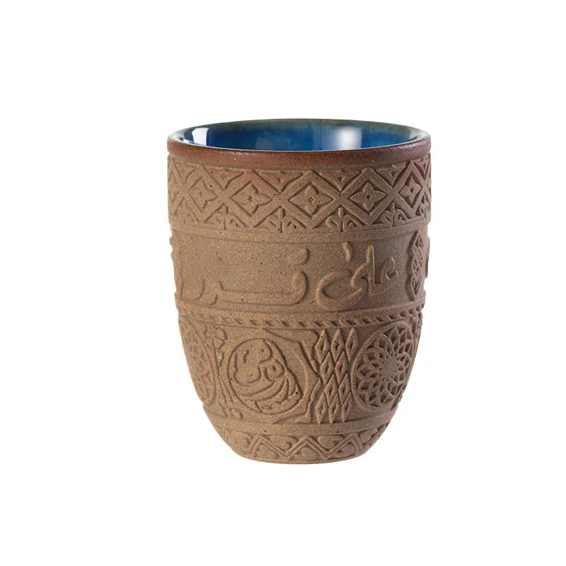 Middle Eastern-style Yam Coffee Cup Arabic Lettering Relief Tea Cup Simple Retro Coarse Clay Water Cup